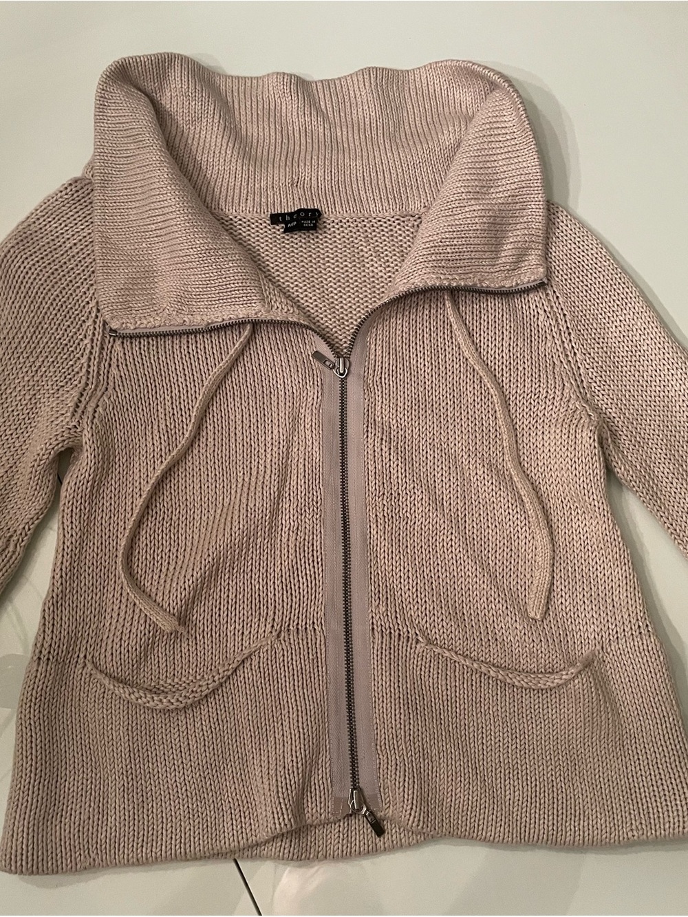 Theory Women's Zip-Front Cardigan in Light Taupe